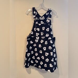 Women’s Black and White Mickey Print Overall Dress